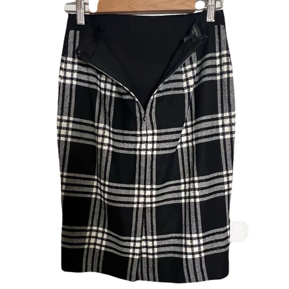 Talbots Women's Petite Black White Plaid‎ Pencil Skirt Size 4P Classic Corpcore - Picture 4 of 7